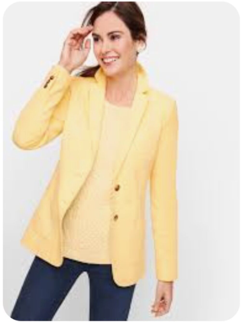 NEW Talbots Aberdeen Piqué Knit Tailored Women's Blazer, Yellow, Size 8